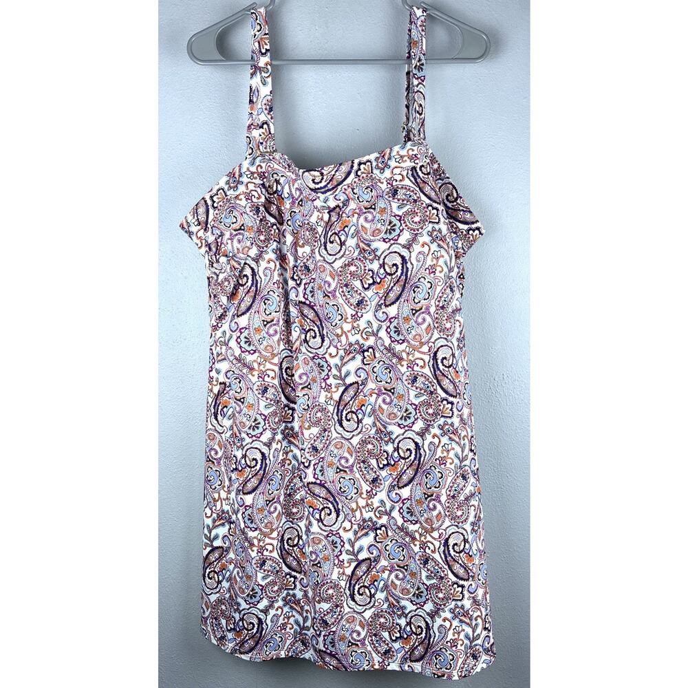 NWOT Lands End Sz 24W Pink Blue Paisley Adj Dbl Strap Shelf Bra Modest Tankini